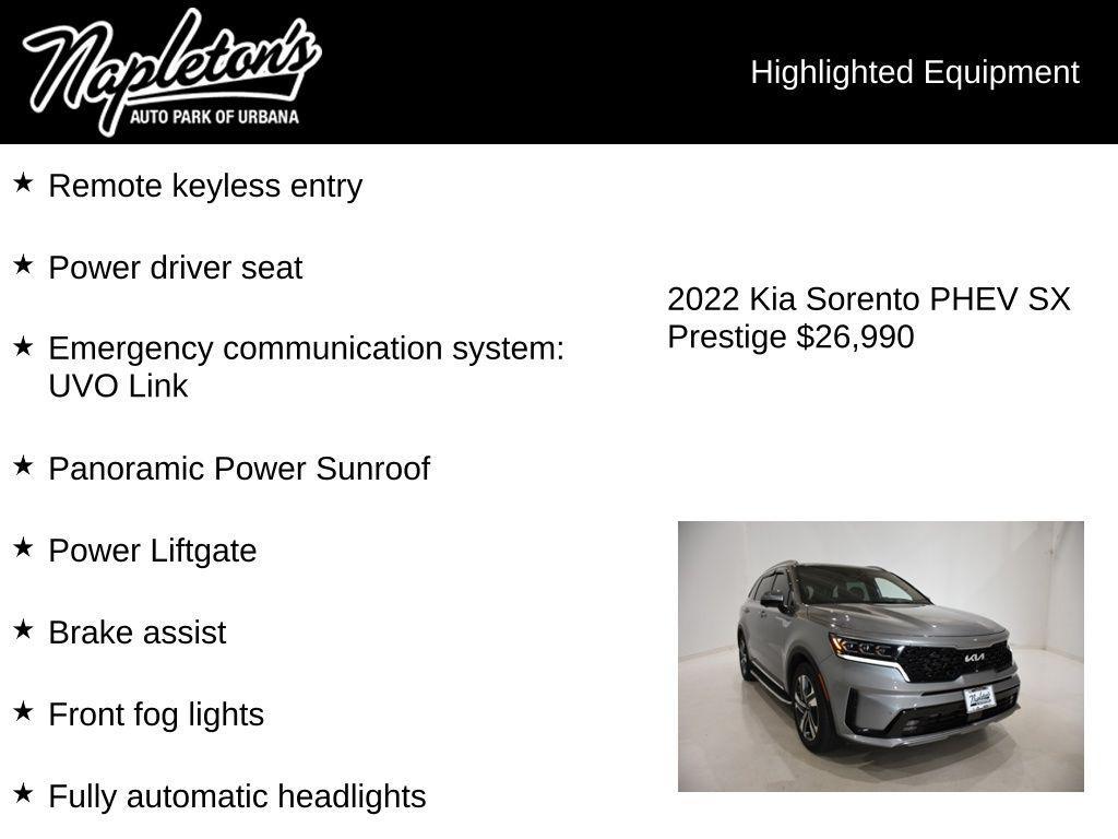 used 2022 Kia Sorento Plug-In Hybrid car, priced at $26,990