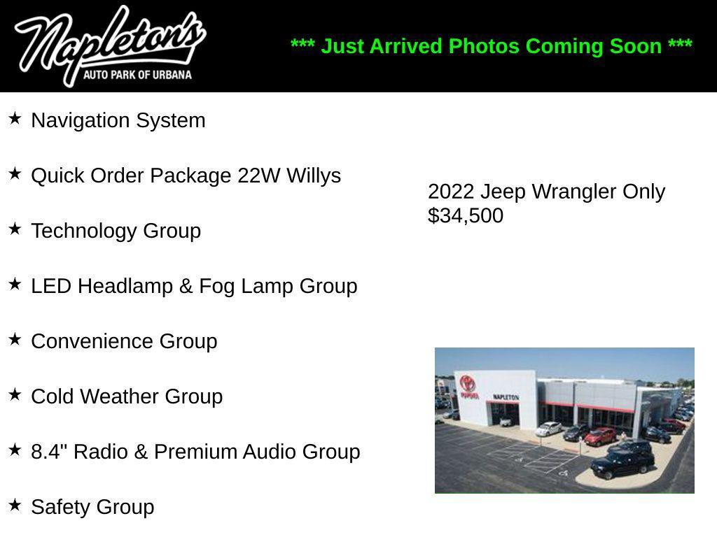 used 2022 Jeep Wrangler car, priced at $34,500