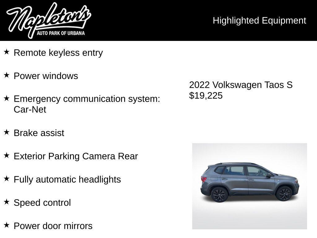 used 2022 Volkswagen Taos car, priced at $19,225