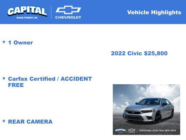 used 2022 Honda Civic car, priced at $25,800