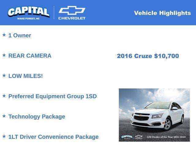 used 2016 Chevrolet Cruze Limited car, priced at $10,700