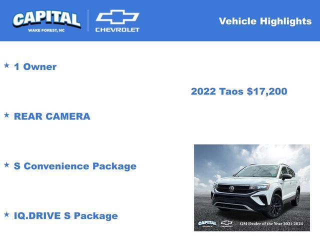 used 2022 Volkswagen Taos car, priced at $17,200