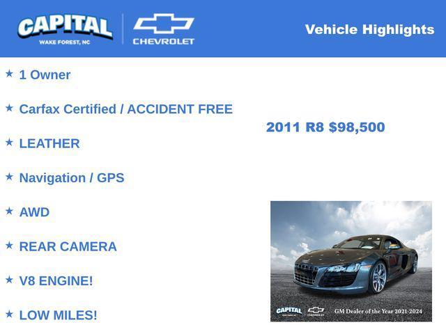 used 2011 Audi R8 car, priced at $98,500
