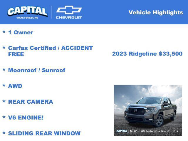 used 2023 Honda Ridgeline car, priced at $33,500