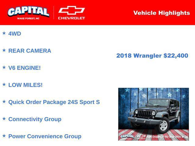 used 2018 Jeep Wrangler JK Unlimited car, priced at $22,400