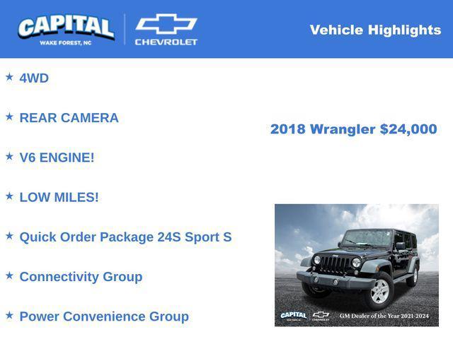 used 2018 Jeep Wrangler JK Unlimited car, priced at $24,000