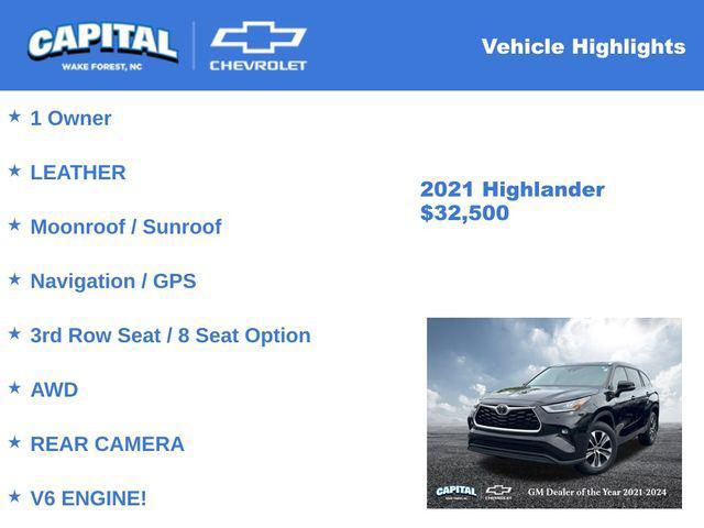used 2021 Toyota Highlander car, priced at $32,500