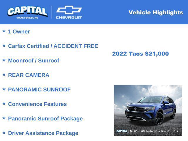 used 2022 Volkswagen Taos car, priced at $21,000
