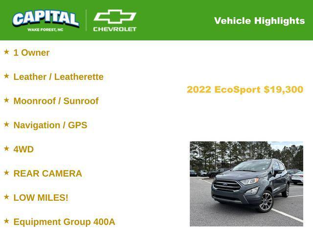 used 2022 Ford EcoSport car, priced at $19,300
