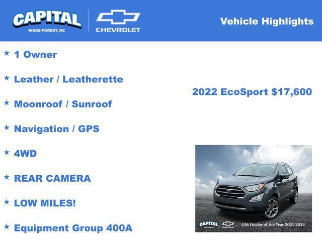 used 2022 Ford EcoSport car, priced at $17,600