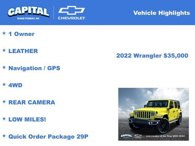 used 2022 Jeep Wrangler Unlimited 4xe car, priced at $35,000