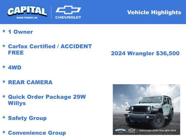 used 2024 Jeep Wrangler 4xe car, priced at $36,500