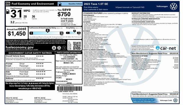 used 2023 Volkswagen Taos car, priced at $20,281