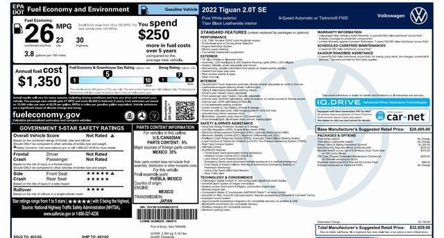 used 2022 Volkswagen Tiguan car, priced at $24,445