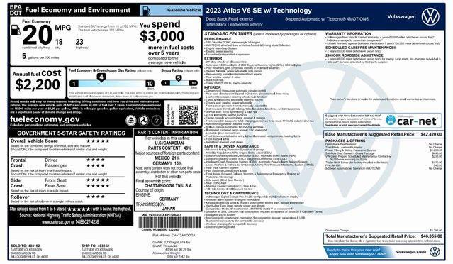 used 2023 Volkswagen Atlas car, priced at $30,211