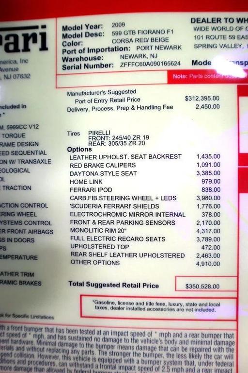 used 2009 Ferrari 599 GTB Fiorano car, priced at $189,950