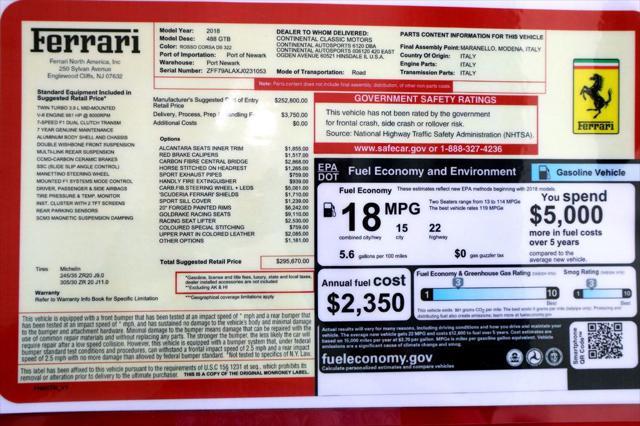 used 2018 Ferrari 488 GTB car, priced at $295,500