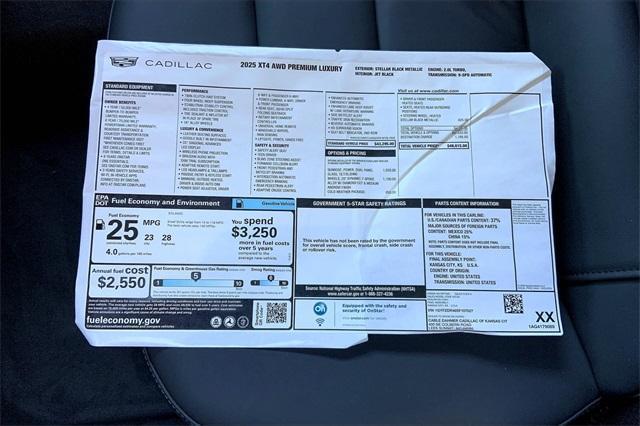 new 2025 Cadillac XT4 car, priced at $47,865