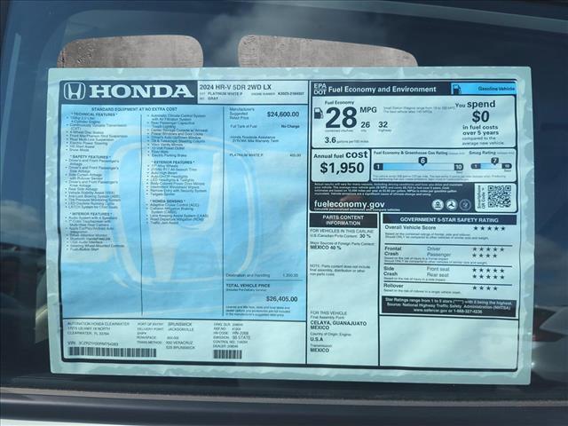 new 2024 Honda HR-V car, priced at $26,405