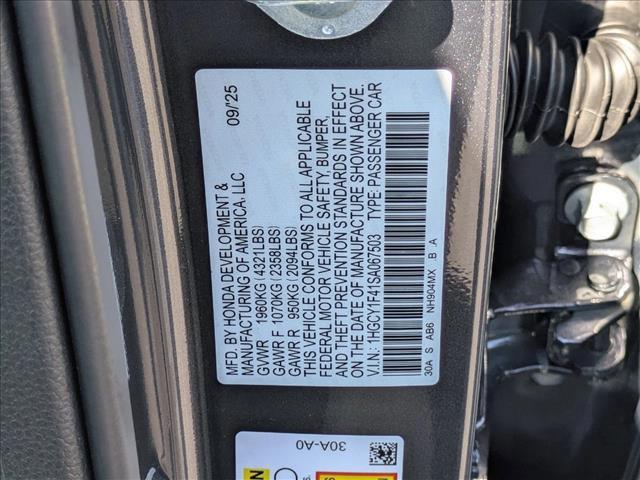 new 2025 Honda Accord car, priced at $30,537