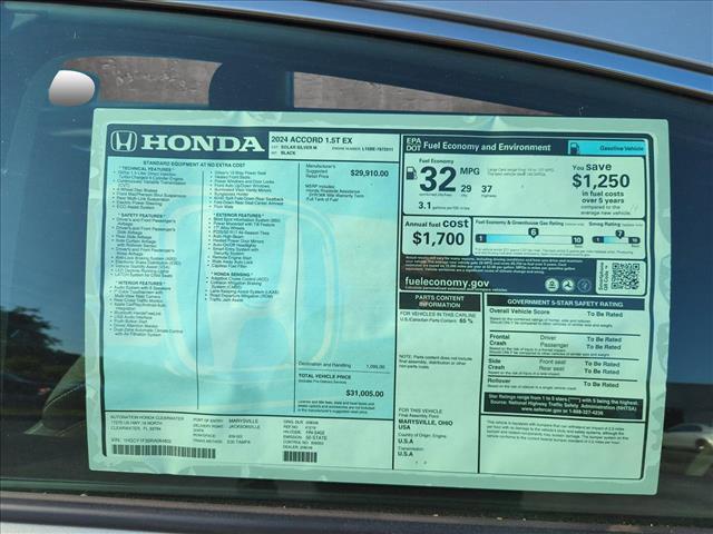 used 2024 Honda Accord car, priced at $26,891