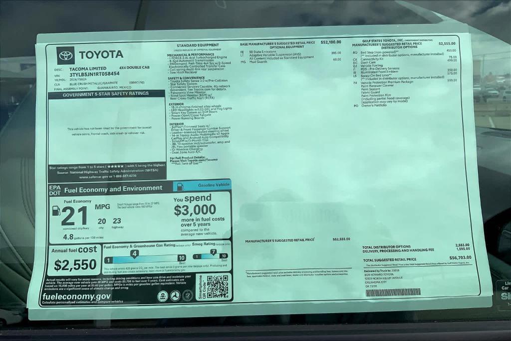 new 2024 Toyota Tacoma car, priced at $52,703