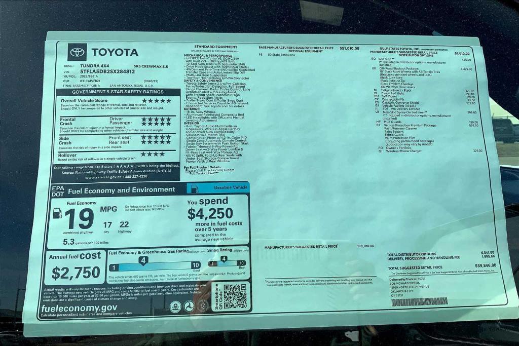 new 2025 Toyota Tundra car, priced at $54,736