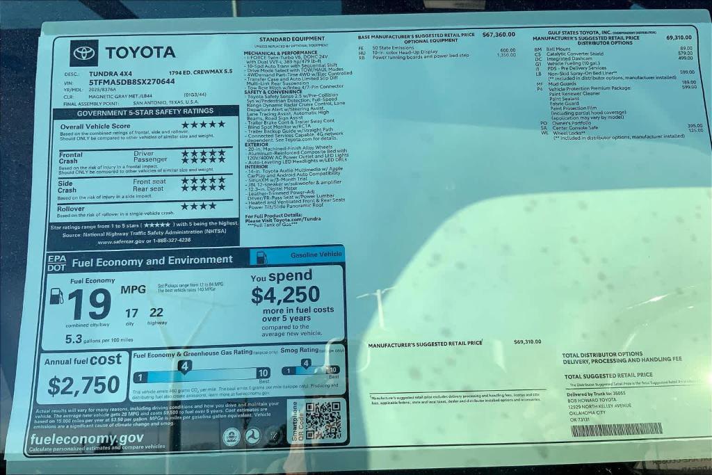 new 2025 Toyota Tundra car, priced at $72,379