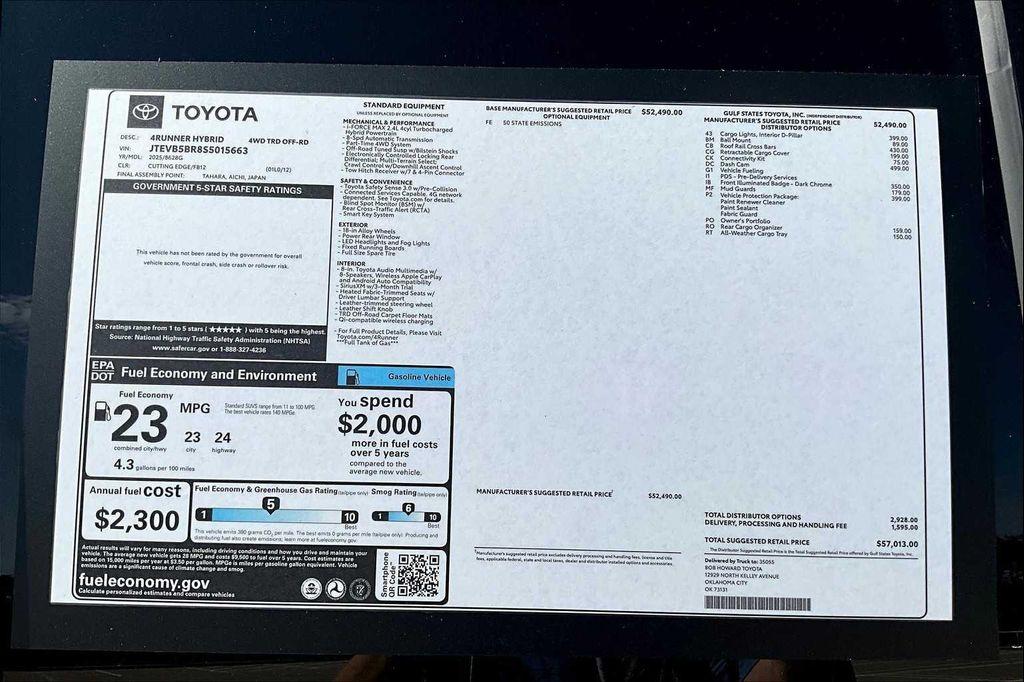 new 2025 Toyota 4Runner car, priced at $53,674