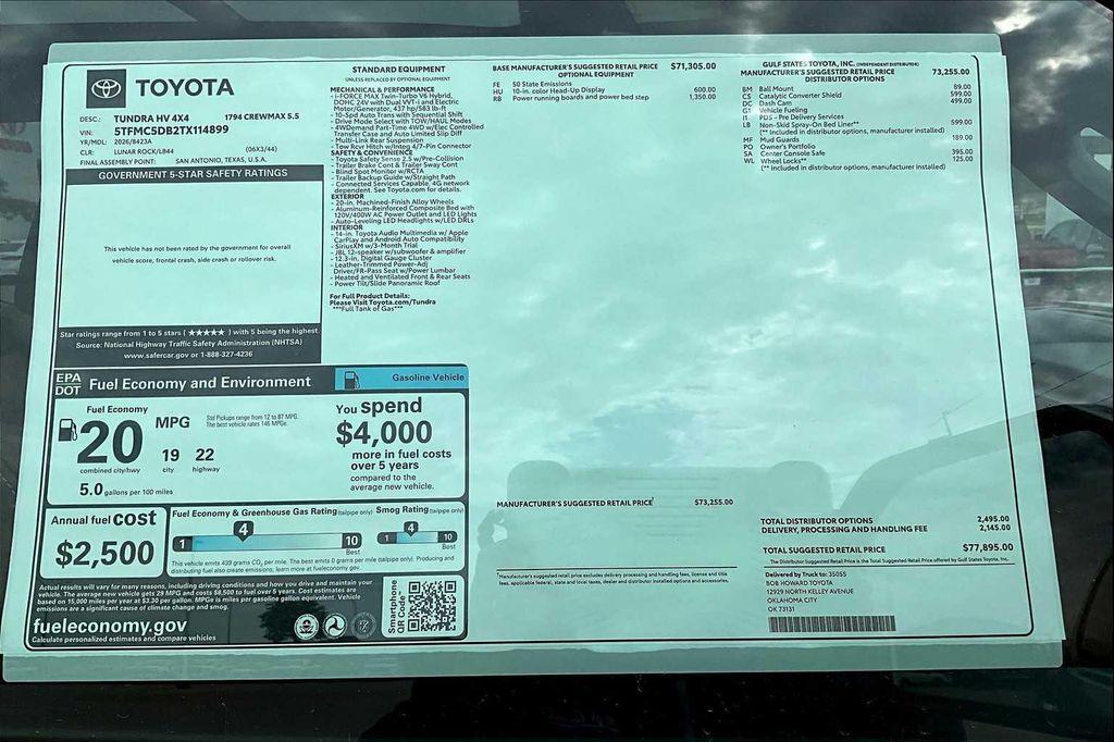 new 2026 Toyota Tundra Hybrid car, priced at $77,895