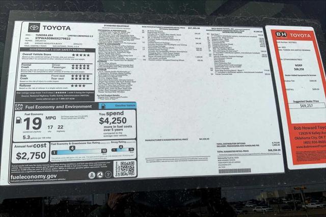 new 2025 Toyota Tundra car, priced at $61,115