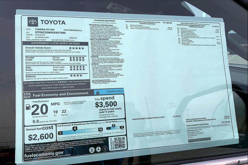 new 2025 Toyota Tundra Hybrid car, priced at $71,157