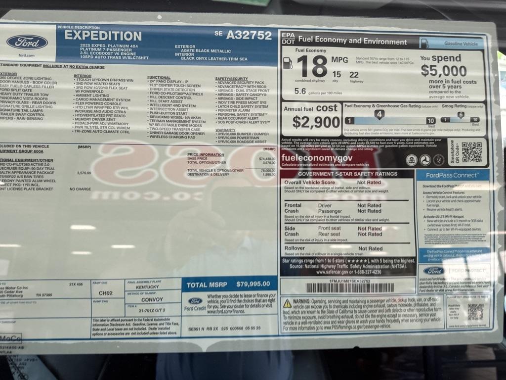 new 2025 Ford Expedition car, priced at $79,995