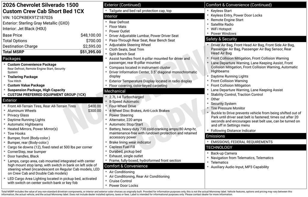 new 2026 Chevrolet Silverado 1500 car, priced at $43,631