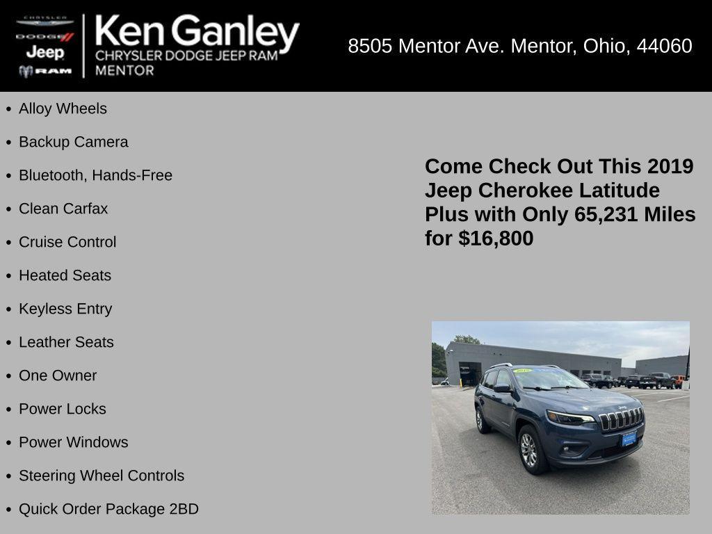 used 2019 Jeep Cherokee car, priced at $16,800