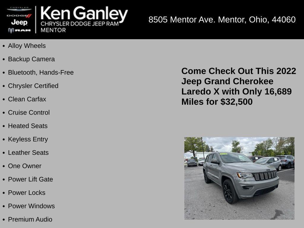 used 2022 Jeep Grand Cherokee WK car, priced at $32,500