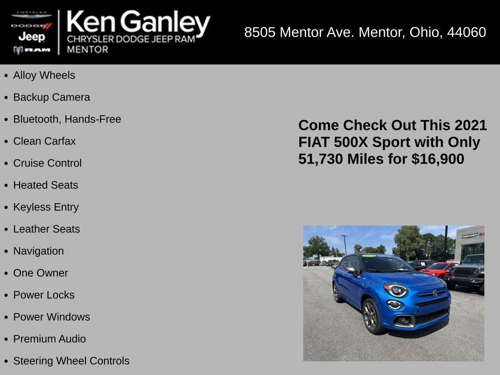 used 2021 FIAT 500X car, priced at $16,900