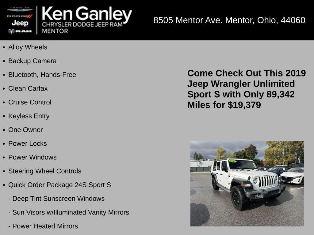 used 2019 Jeep Wrangler Unlimited car, priced at $19,379