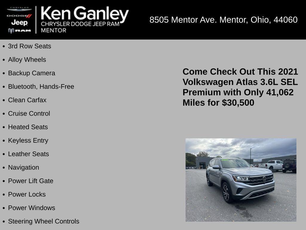 used 2021 Volkswagen Atlas car, priced at $30,500