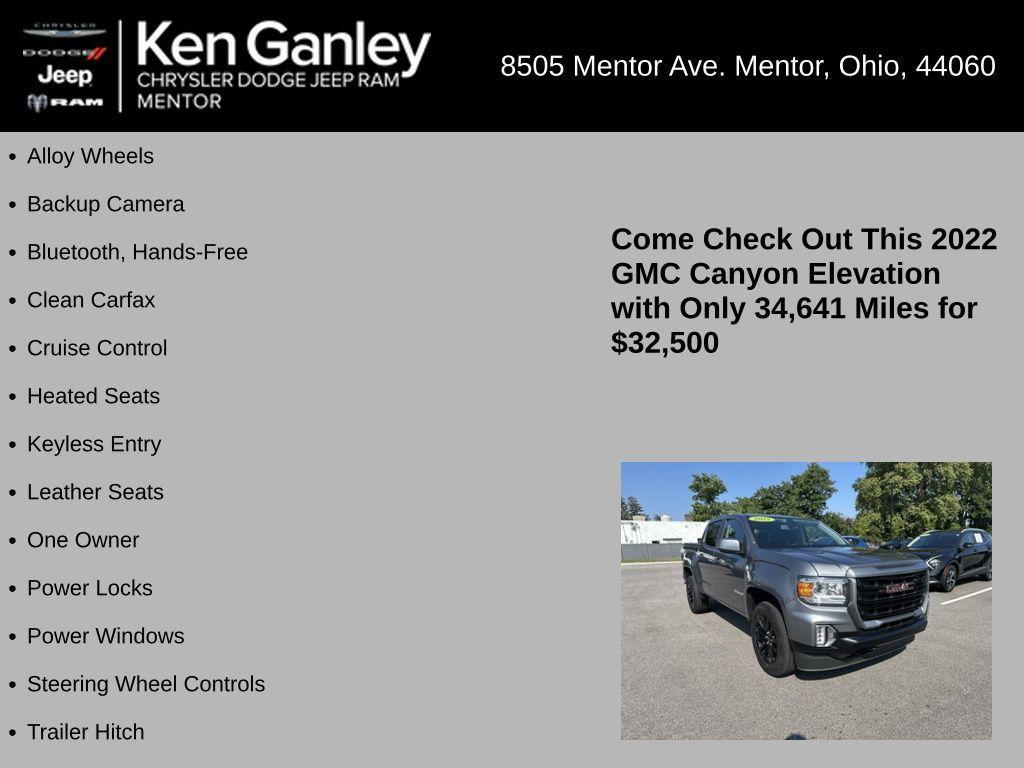 used 2022 GMC Canyon car, priced at $32,500