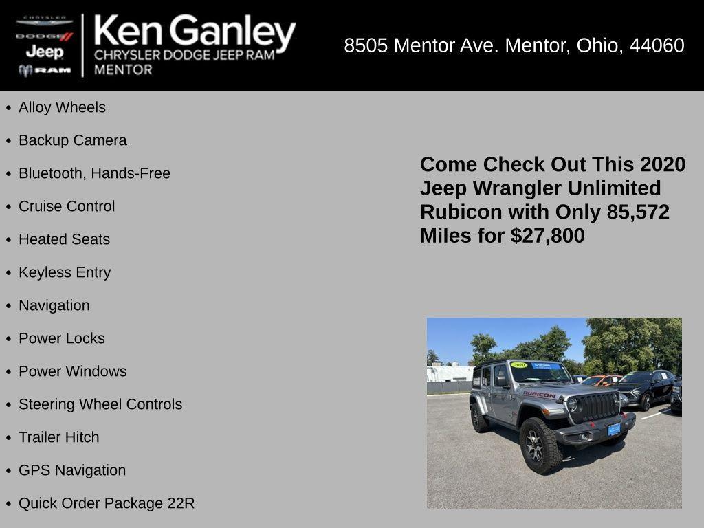 used 2020 Jeep Wrangler Unlimited car, priced at $27,800