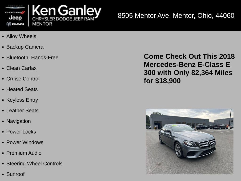used 2018 Mercedes-Benz E-Class car, priced at $18,900