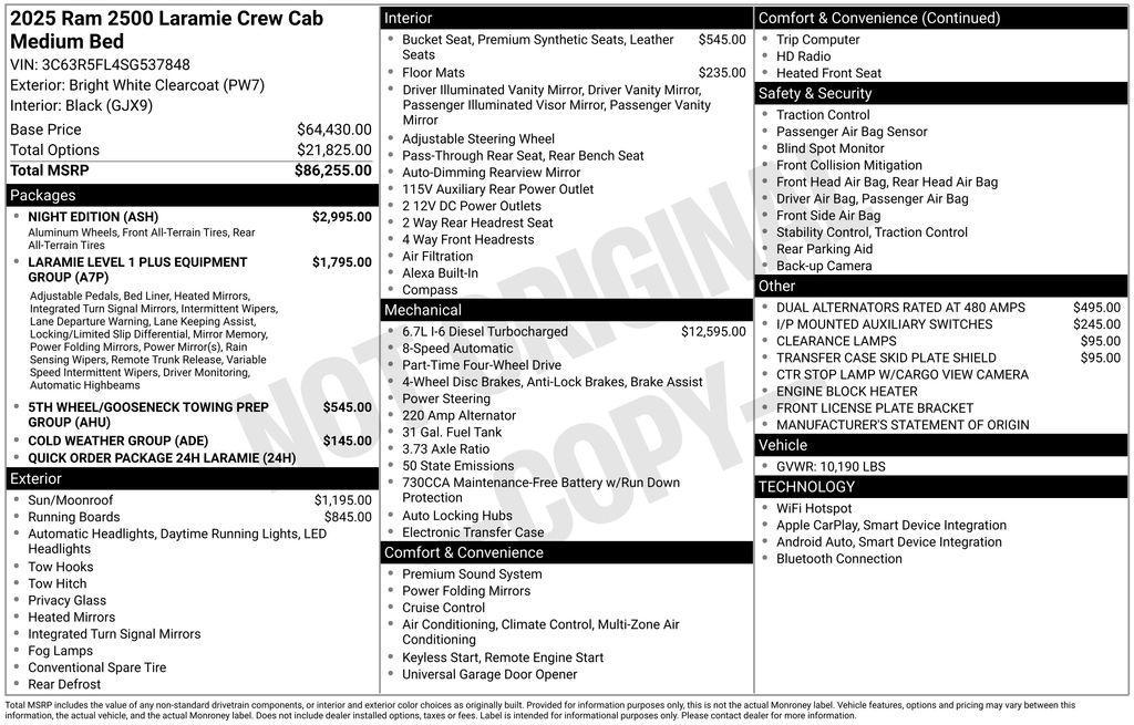 new 2025 Ram 2500 car, priced at $77,391