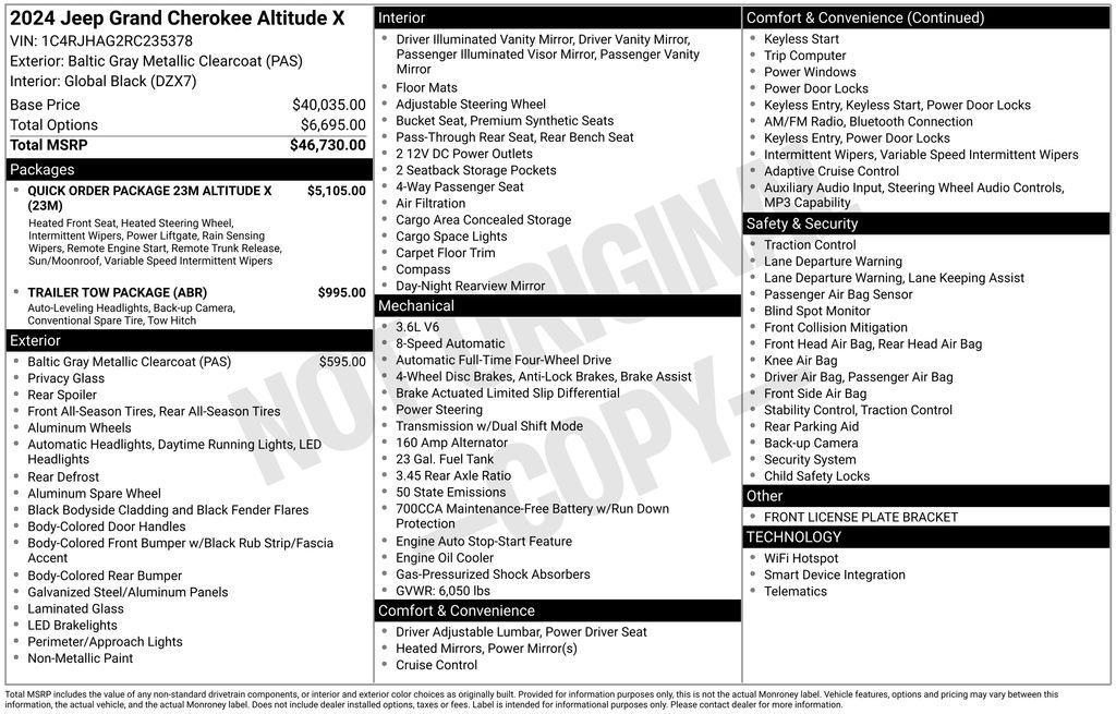 new 2024 Jeep Grand Cherokee car, priced at $38,499