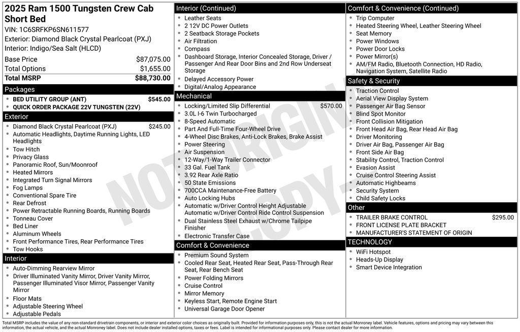 new 2025 Ram 1500 car, priced at $79,325