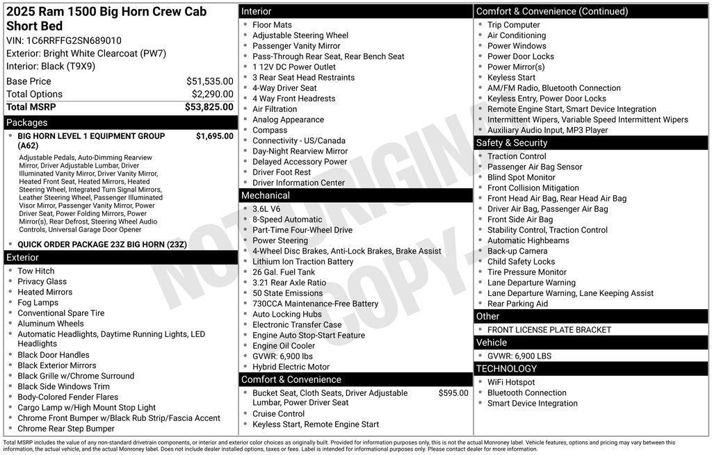 new 2025 Ram 1500 car, priced at $45,814