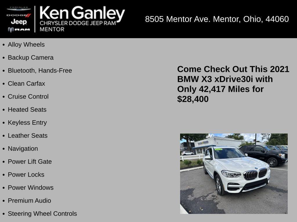 used 2021 BMW X3 car, priced at $28,400