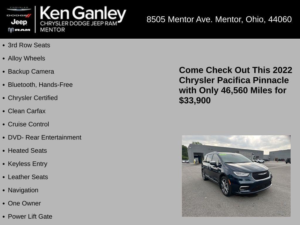 used 2022 Chrysler Pacifica car, priced at $33,900