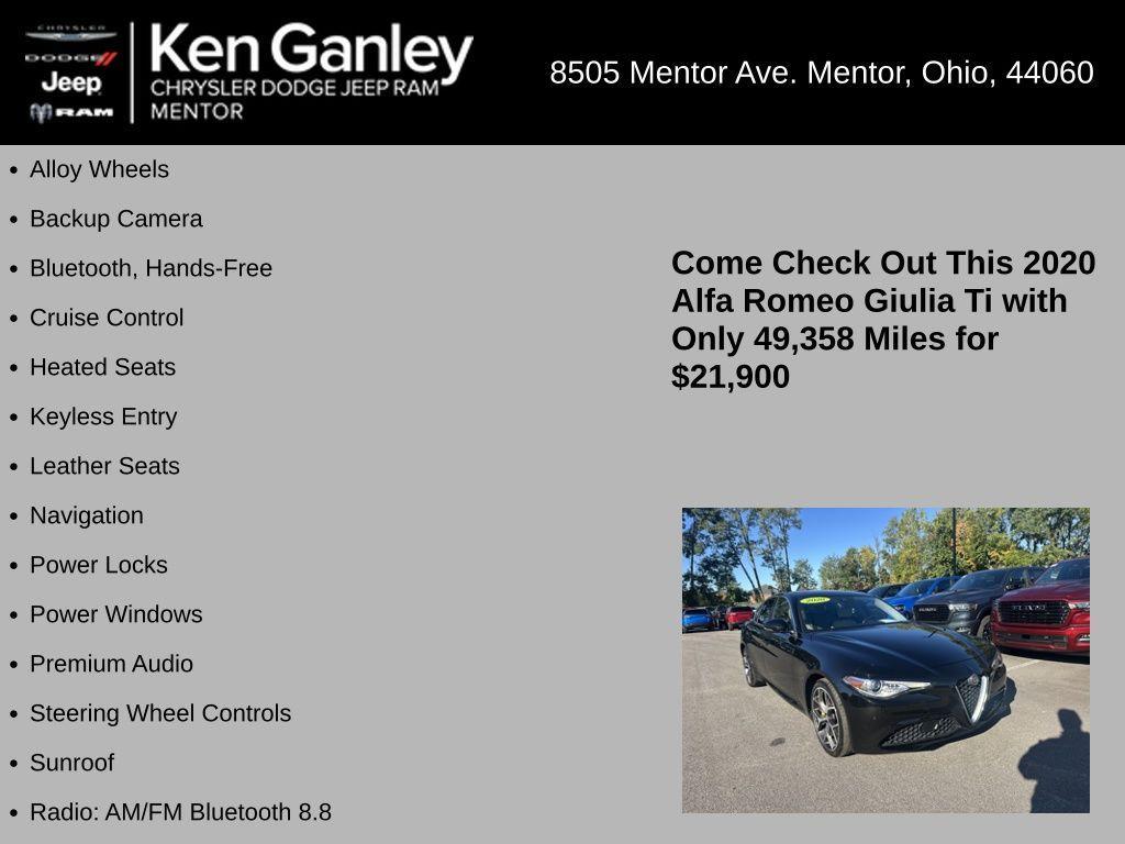 used 2020 Alfa Romeo Giulia car, priced at $21,900