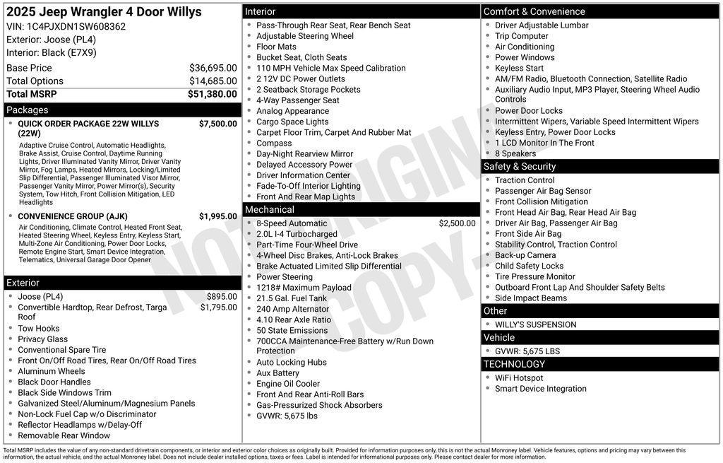 new 2025 Jeep Wrangler car, priced at $48,390